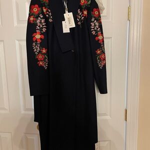 NWT Ted Baker Elegant Navy Floral Embroidered Coat
